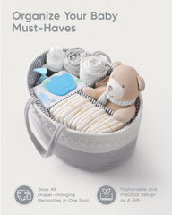 Maliton diaper caddy in a nursery beside the changing table ready for use.