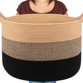 Maliton large woven basket in side view, ideal for large blanket storage.