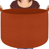 Maliton XXL round cotton rope basket for blanket storage in a tidy living space.