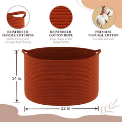 Maliton XXL round cotton rope basket serves as a laundry hamper with soft edges.