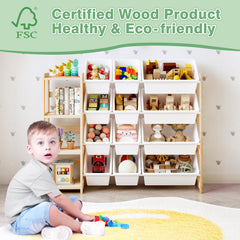 Three-tier shelf provides quick access to books and frequently used items.