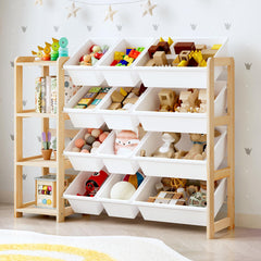 MallBest toy storage organizer in natural pine wood for durable, kid-safe storage.