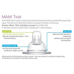 MAM bottle teat resists collapsing during feeding.