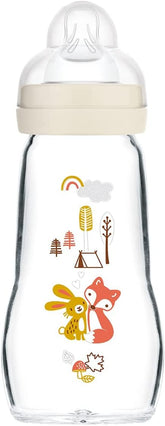MAM Feel Good Glass Bottle 260 ml — sturdy glass for safe warming and quick cooling