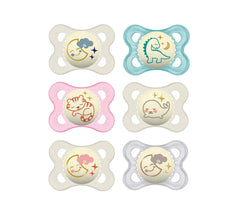 MAM Original Night Pacifiers glow in the dark for easy night-time locating.