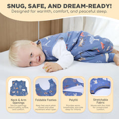 Mama Cheetah sleep sack uses organic cotton shell for gentle skin contact.