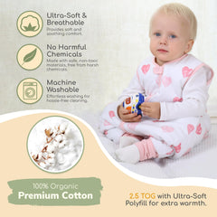 Soft organic cotton shell from Mama Cheetah sleepsack for breathable comfort.
