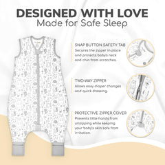 Mama Cheetah sleep sack foot openings adapt for toes and mobility.