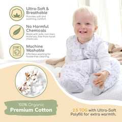 Mama Cheetah sleep sack neck safety tab ensures secure fit