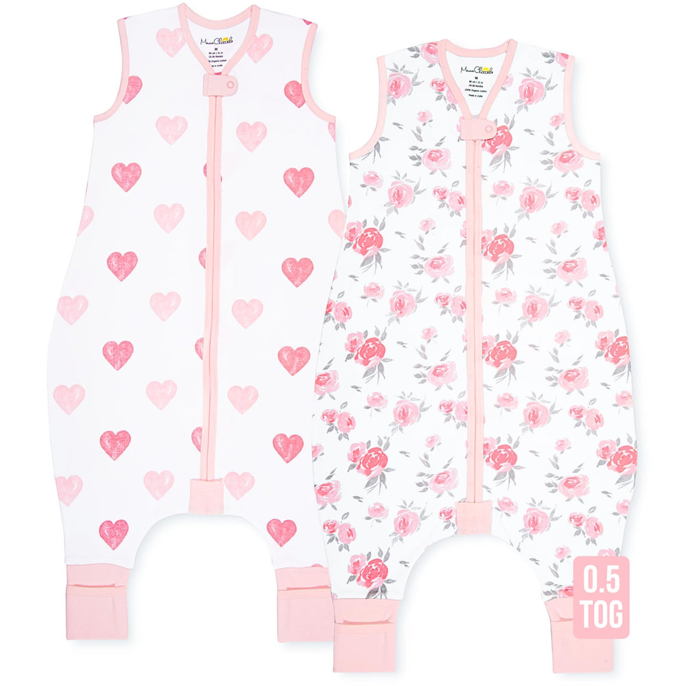 Mama Cheetah toddler sleep sack with feet showcases cozy breathable organic cotton.