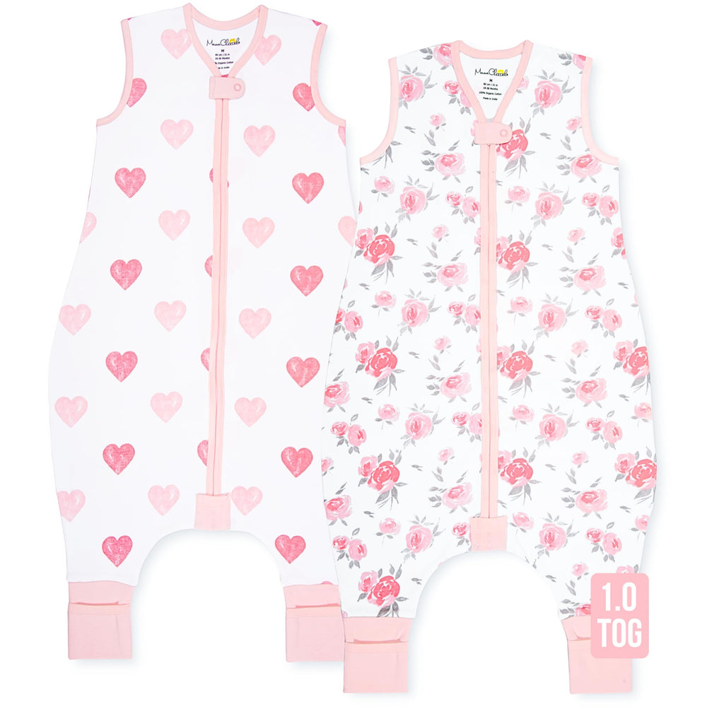 Mama Cheetah Toddler Sleep Sack with Feet front view in breathable organic cotton