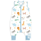 Mama Cheetah sleepsack with feet front view highlights soft organic cotton warmth