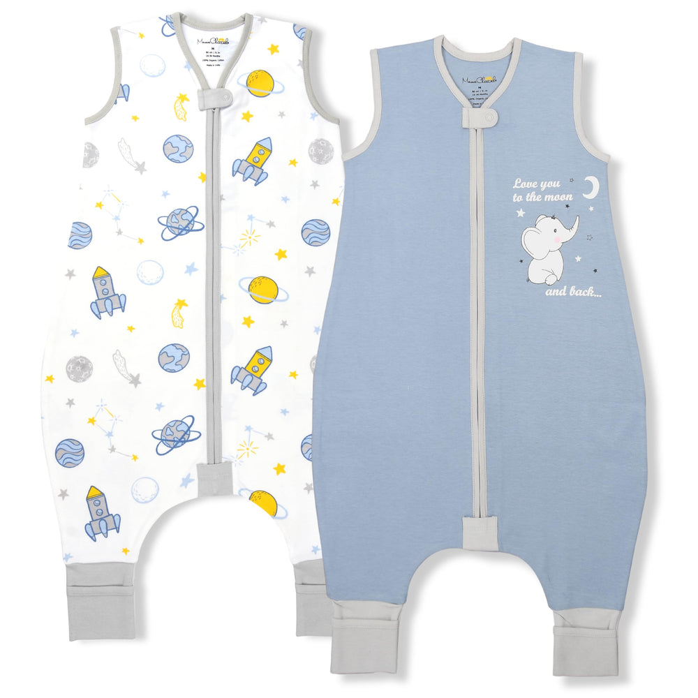 Mama Cheetah toddler sleep sack with feet in front view for secure, breathable comfort