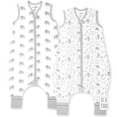 Mama Cheetah toddler sleep sack with feet front view shows cozy organic cotton comfort.