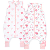 Mama Cheetah sleep sack with feet; zipper close-up for quick changes.