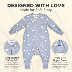 Mama Cheetah two-way zipper sleep sack enables easy changes.