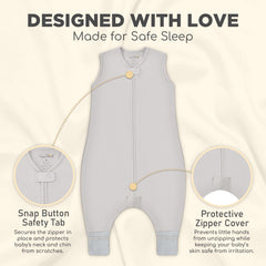 Mama Cheetah wearable blanket with legs zippered closure supports easy dressing.