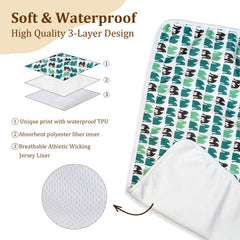Mama Koala changing pad liner with attached pouch keeps essentials within reach.