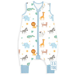 Mama Cheetah Sleep Sack with Feet, front view, warm 2.5 TOG for cooler nights.