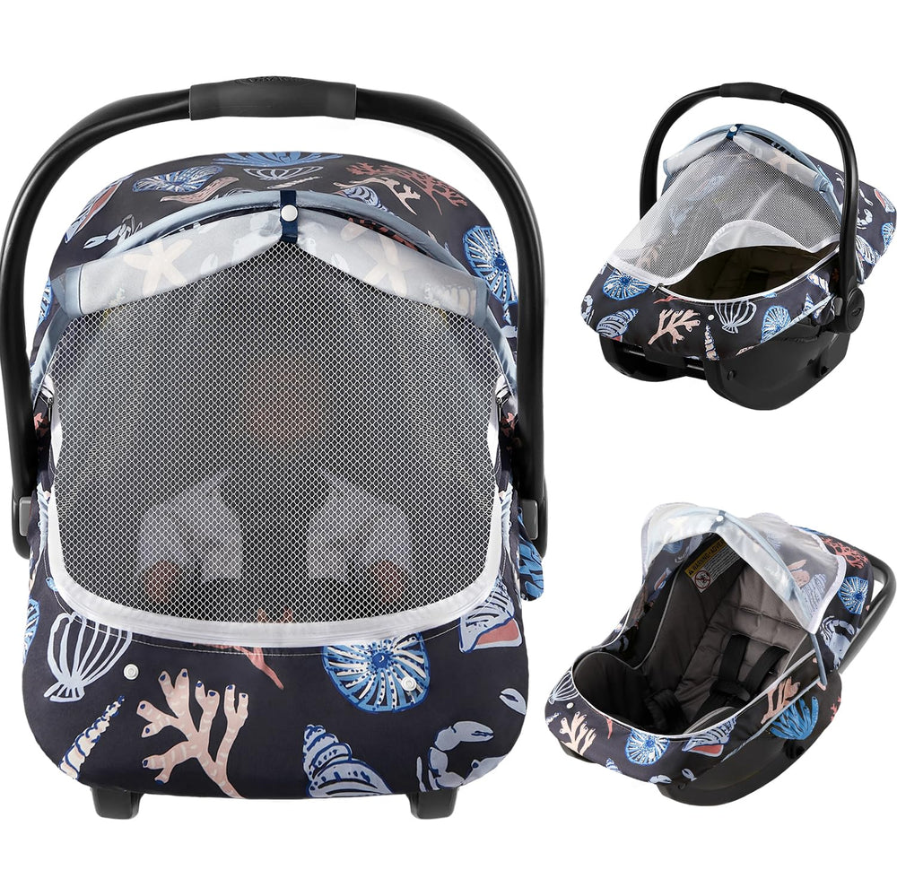 mamatepe baby car seat cover with breathable shade for sunny days