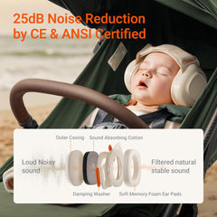 MAMAZING baby ear muffs folded in carry pouch for travel comfort