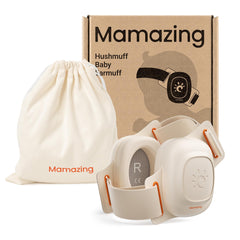 MAMAZING baby ear muffs front view shows 25dB protection for delicate ears
