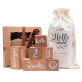 Mamimami Home milestone blocks set for six pieces, ideal for baby photos.