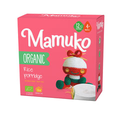 Mamuko Organic Rice Porridge pack shown for wholesome baby meals with gluten-free nutrition