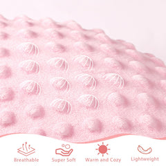 Man Fai Sky pink blanket shown in stroller or crib use for on-the-go comfort.