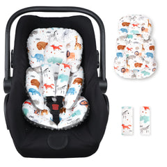 Man Fai Sky infant car seat insert provides secure head support for travel.
