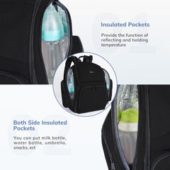 Mancro bag side pockets provide quick access to bottles and drinks