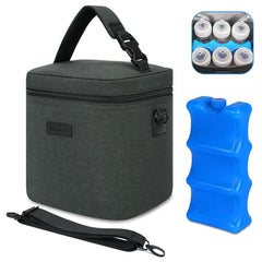 Mancro breastmilk cooler bag displaying six-bottle capacity for on-the-go moms