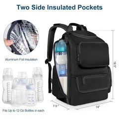 Mancro diaper bag backpack with insulated bottle pockets keeps drinks ready on the go