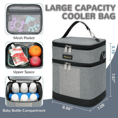 Mancro large-capacity bag fits multiple bottles and snacks for trips.