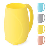Mandoo penguin-yellow bath rinse cup for gentle, controlled rinsing during baby baths.
