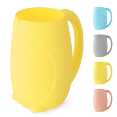 Mandoo penguin-yellow bath rinse cup for gentle, controlled rinsing during baby baths.