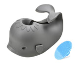 Mandoo whale spout cover fits most faucets, reducing bump risk during baths.