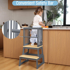 Mangohood toddler helping in cooking scene with stool supports learning and involvement.
