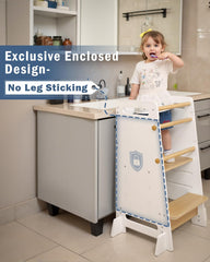 Mangohood Toddler Learning Standing Tower enclosed design prevents leg entrapment during use.