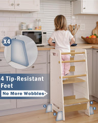 Mangohood Toddler Learning Standing Tower pedal-height adjustment aids growing children.