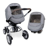 Manito Melange weather shield with universal fit and clear window for easy baby visibility