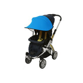 Manito Sun Shade attached to stroller frame provides UPF 50+ sun protection.