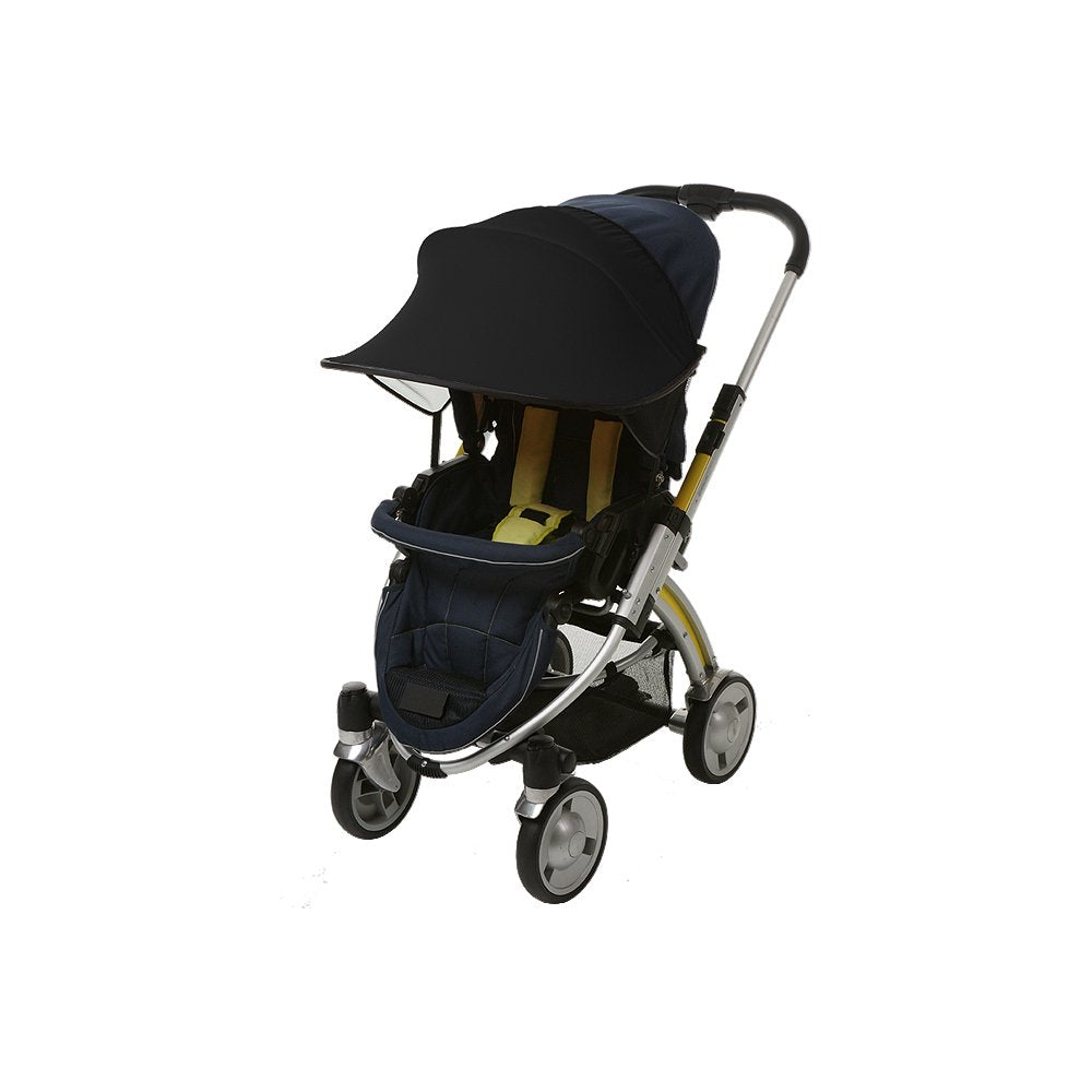 Manito Sun Shade on stroller canopy offers UPF 50+ UV protection.