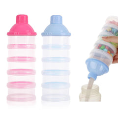 Manwetye 5-layer milk powder dispenser blue-pink set, portable for travel.