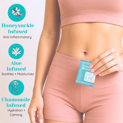 Individually wrapped Blossom & Bum wipes by Mark and Lola's for on-the-go freshness