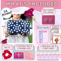 Mark and Lola's pads and liners organized for tween comfort and confidence.
