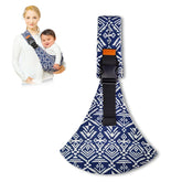 Marrlly baby sling blue sailboat front view demonstrates breathable fabric for baby comfort
