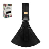 Marrlly baby sling carrier in black with breathable fabric for cool, comfortable wear.