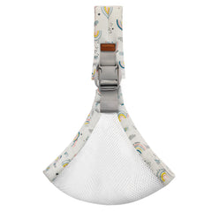 Marrlly baby sling carrier in mesh rainbow, front view shows breathable comfort.