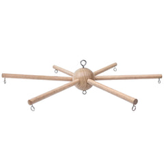Marsrut baby mobile frame kit with natural wood texture enhances calm nursery decor.